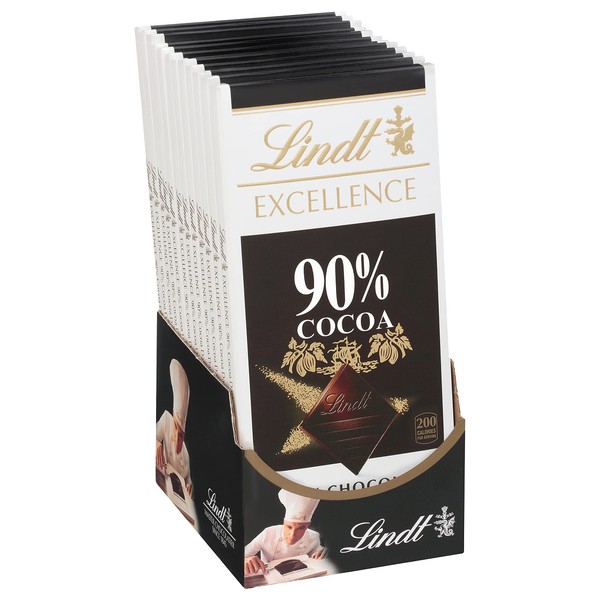 Lindt EXCELLENCE 90% Cocoa Dark Chocolate Bar, Easter Chocolate Candy, 3.5 oz. (12 Pack)