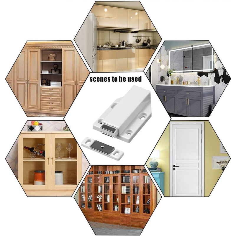 2 Pcs White Push to Open Door Catches, Large Magnetic
