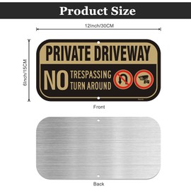 Danoib Private Drive No Trespassing Sign 2 Pack, 12'' X 6'' No Turn Around Sign Reflective Warning Signs, UV Protected and Weatherproof, Easy to Mount, Outdoor & Indoor Use
