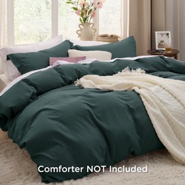 Bedsure Forest Green Duvet Cover Queen Size - 3 Pieces Prewashed Extra Soft Bedding Set, Includes 1 Duvet Cover 90x90 Inches with Zipper Closure & 2 Pillow Shams, Comforter Not Included