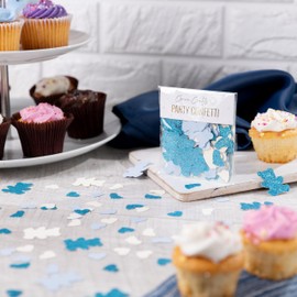 120 x Baby Shower Table Confetti | It's a Boy table scatter | Baby Blue Bears, Hearts and Baby Feet decorations