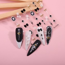 LabTabBa Nail Art Stickers 5D Embossed Self-Adhesive Nail Decals with 3D Acrylic Flowers, Leaf & Vine Designs for Spring Summer Manicure, DIY Nail Design Kit for Women