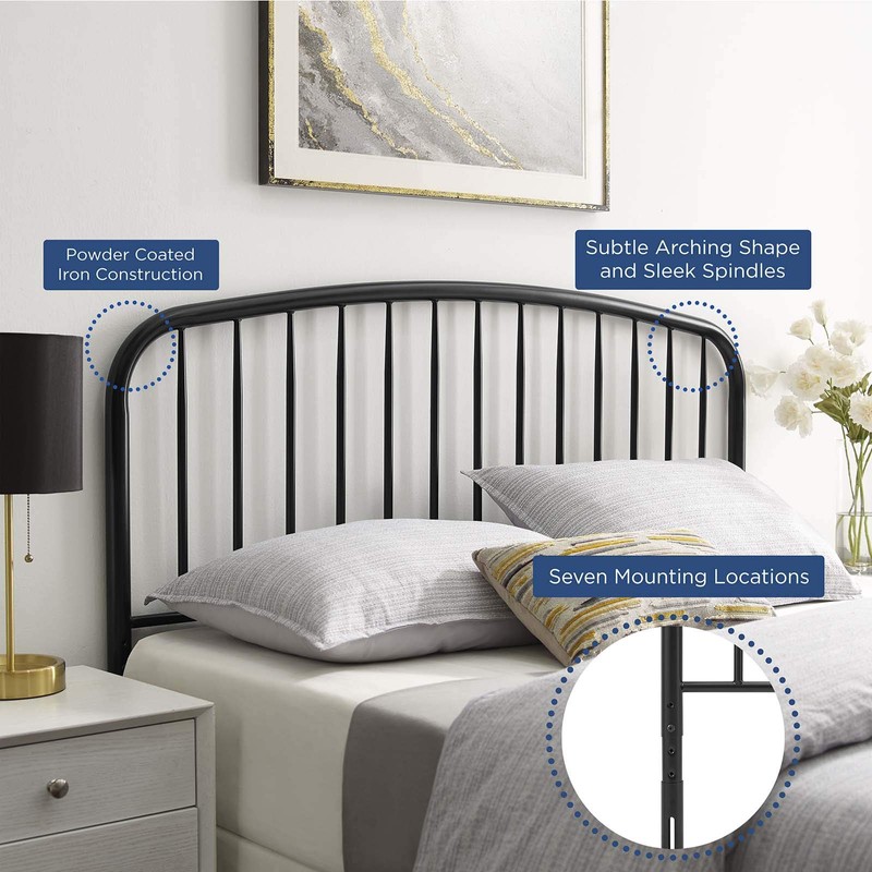 Modway Nova Modern Farmhouse Metal King Headboard in Black