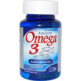 Omega 3 Amegon Aceite de Salmón cápsulas de gelatina blanda fuente de DHA y EPA