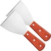 2Pcs Griddle Scraper,Stainless Steel Spatula for Cast Iron Wood Handle