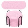 uxcell 8 Pcs Drink Coasters with Holder, Cotton Woven Coaster