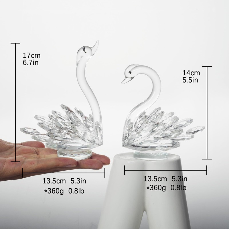 JATYFING 2pcs Crystal Swan Home Decor Crystal Figurines Anniversary,Birthday for