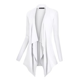 Urban CoCo Women's Vogue Long Sleeve Irregular Hem Open Front Cardigan (White, XL)