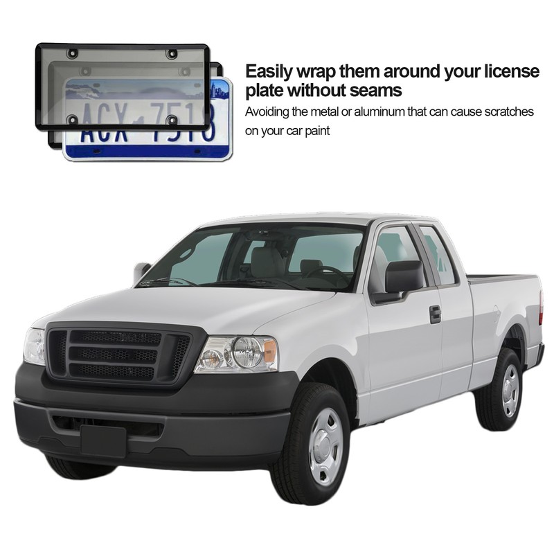 License Plate Frame Cover Set Standard Fit Smoky UV Resistant