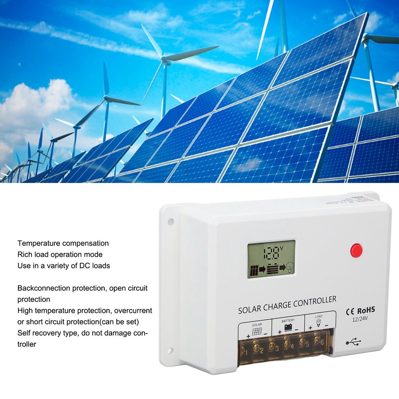 PWM Solar Charge Controller Regulator LCD Display for Lithium Sealed