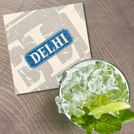 Unbranded Delhi Grunge Travel 4'' X 4'' Square Wooden Coaster