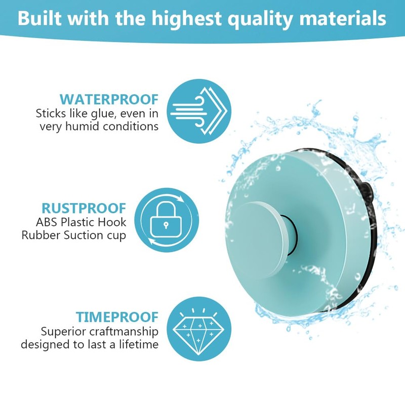 flintronic 2 Pcs Vacuum Suction Cup Hooks, Waterproof Reusable Heavy
