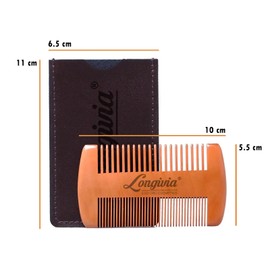 Longivia® Beard Comb Wood Ecological 100% Pear Wood Beard Comb Wood Beard Care for Men Wooden Comb Coarse and Fine Teeth Set - High Quality Beard Comb