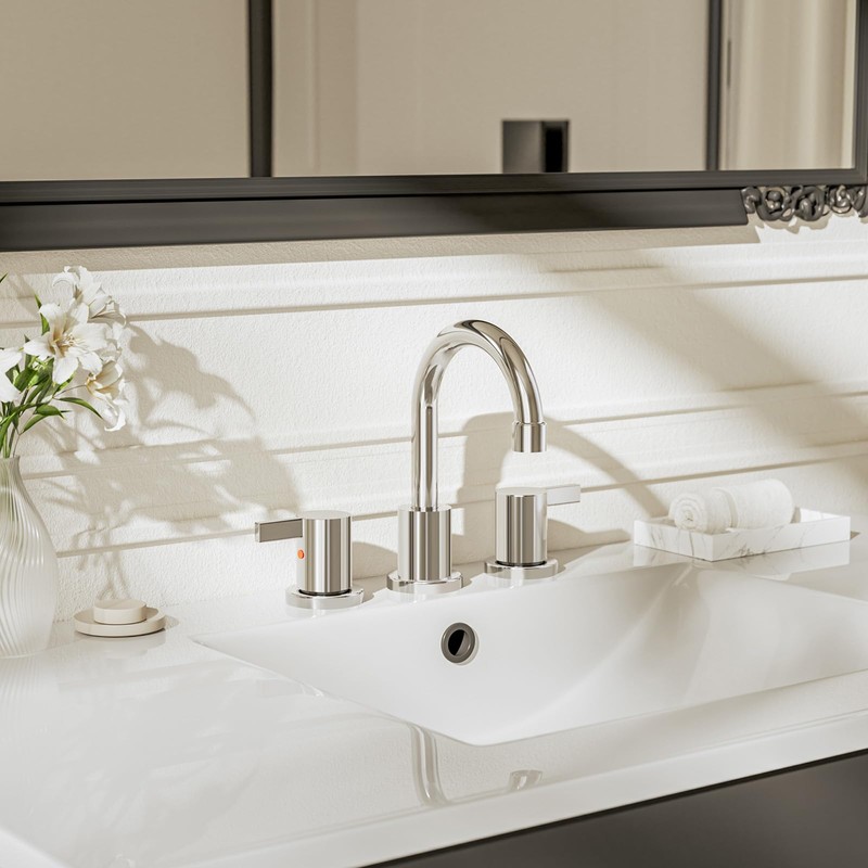 Phiestina 8 Inch 3 Hole Widespread Chrome Bathroom Faucet 2