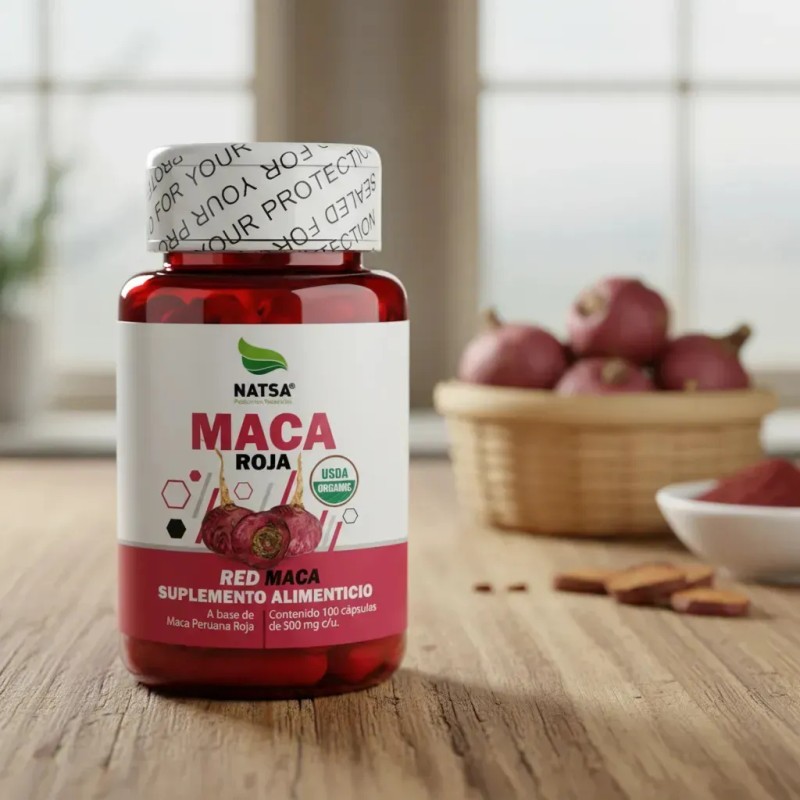 Maca Roja Peruana Red 100 Cápsulas Fertilidad Energía Antioxidante Antidepresivo