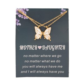 Mother Daughter Necklace Gifts for Mothers Day Birthday Gifts for Mom Daughter Matching Butterfly Necklace Set for 2 Mommy Daughter Pendant Necklace Gifts for Women Girls Mum Mama Duaghter Gold Chain Choker Necklaces