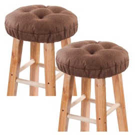 LYLNBYWK Bar Stool Covers Set of 2, Stool Covers Round with Elastic Band Pad, Soft Stool Seat Covers, Nonslip and Washable, 12 Inch, Brown