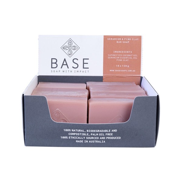 BASE (Soap With Impact) Soap Bar Geranium & Pink Clay