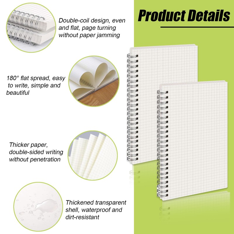 KUBDPQOR Notebook A5, Pack of 2 Notebook A5 Squared (5.82