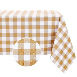 Romanstile Rectangle Vinyl PVC Tablecloth, 100% Waterproof Buffalo Plaid Plastic Table Cloth, Oil Proof Heavy Duty Wipeable Table Covers for Dining/Camping/Picnic/Outdoor - 60 x 102, Coffee and White