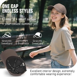 AOPREL Baseball Cap Breathable Mesh Golf Hat Quick Dry Adjustable Baseball Hats for Men and Women Sport Running Workout Brown