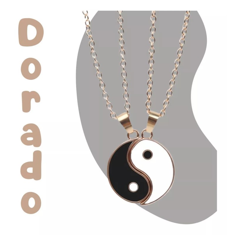 Veraly Collar Pareja Yin Yang Amigos Calidad Acero Inoxcidable Color
