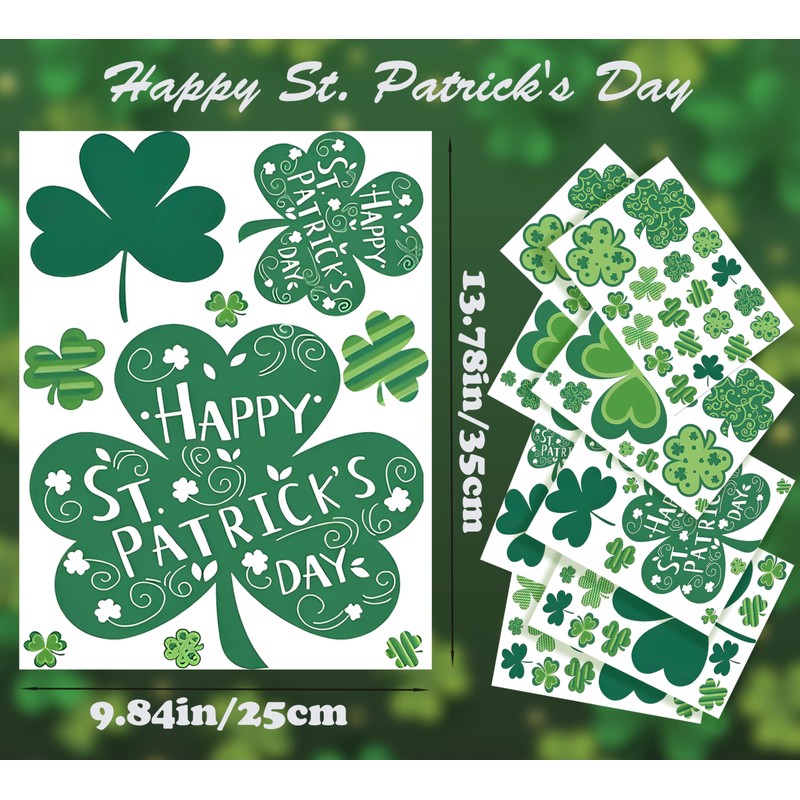 109 PCS St Patricks Day Window Clings, Shamrock Window Stickers