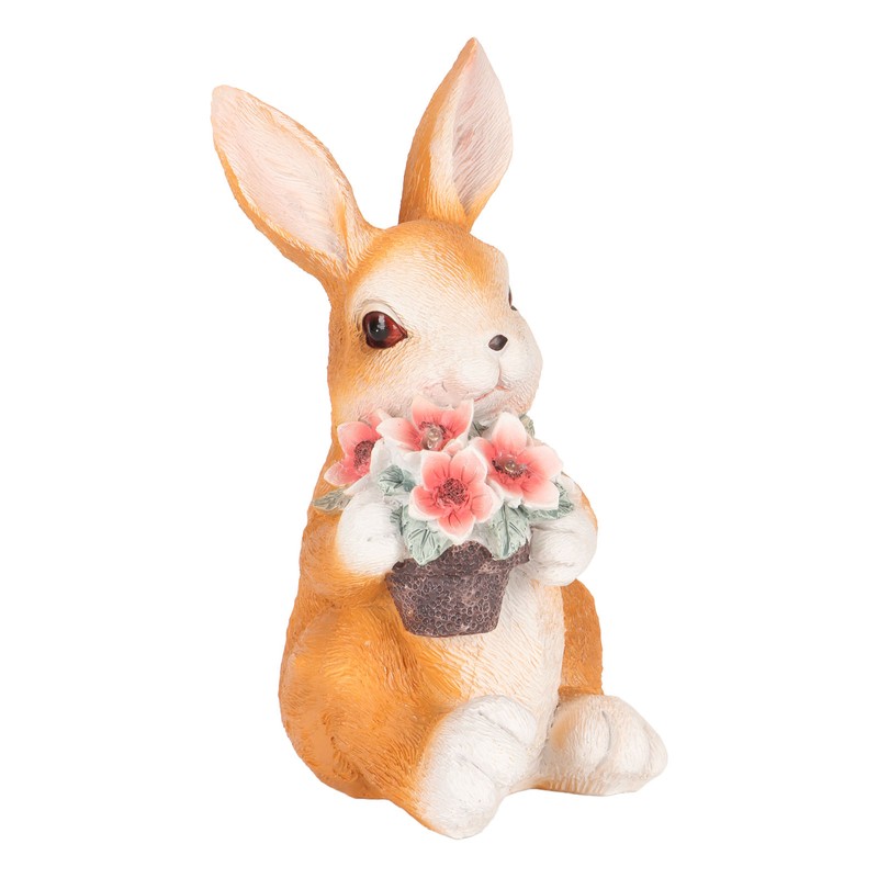 Solar Rabbit Statue Cute Handpainted Resin Bunny Statue Decor Rabbit