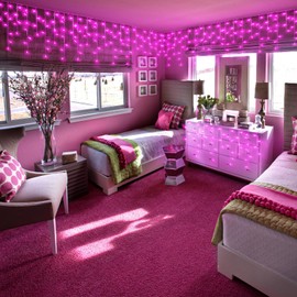 33ft Pink Christmas Lights Outdoor for House, 400 LED Icicle Lights for Outside Clear Wire Connectable Twinkle Lights with 8 Modes Timer Waterproof for Window Party Wedding Yard Holiday Decorations