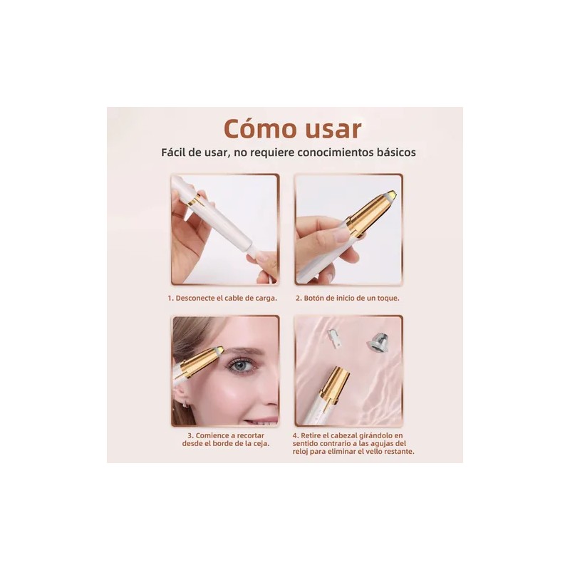 Depiladora Facial Mujer Flawless Con Luz Led Sin Dolor
