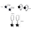 Hinvan 3 Pairs Black Earrings Silver 925 Sterling Silver Earrings