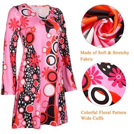 Yadodo Women’s Fancy 60s/70s Hippie Dress Costume, Abba Disco Outfit with 70s Accessories, Carnival Party Costume (L)