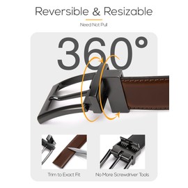 CHAOREN Dress Reversible Mens Belts Leather, 1.25" Mens Leather Belt for Suit Pant, Elegant for Formal Occasion