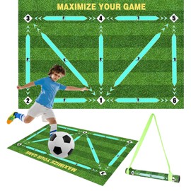 Football Mat, 60 x 90 cm, Football Training Mat, Football Step Training Mat with Adjustable Waist Belt, Non-Slip Shock-Absorbing Football Mat, Ball Control Training Mat