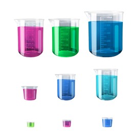 Measuring Cups Set of 9 Measuring Cups 10 ml 15 ml 20 ml 30 ml 50 ml 100 ml 150 ml 200 ml 500 ml Small Measuring Cup Double-Sided Scale Clear and Precise Heat Resistant Precision Measuring Cup