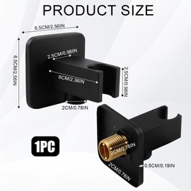 Chrome Hose Connection with Shower Holder, Brass Square Wall Connection Elbow 1/2 Inch, Durable Shower Connection with Bracket and Rosette Corrosion Resistant for Hand Showers