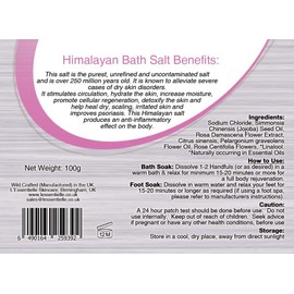 Himalayan Pink Bath Salt Soak 100g -Sensual & Soothe with Rose, Geranium & Orange Essential Oils, Jojoba Oil, Dried Rose Petals