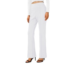 Urban CoCo Stretchy Work Pants Bootcut Yoga Pants Petite Slacks for Office Casual Casua (White, L)