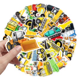 Bagger Sticker Kinder Set, 50 Stück Wasserfeste Vinyl Sticker Jungen Mädchen Baufahrzeug LKW Auto Traktor Aufkleber für Skateboard Laptop Koffer Helm Motorrad Auto Fahrrad Handy
