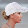 Women Men Studded Rhinestone Baseball Cap Adjustable Bling Ponytail Mesh