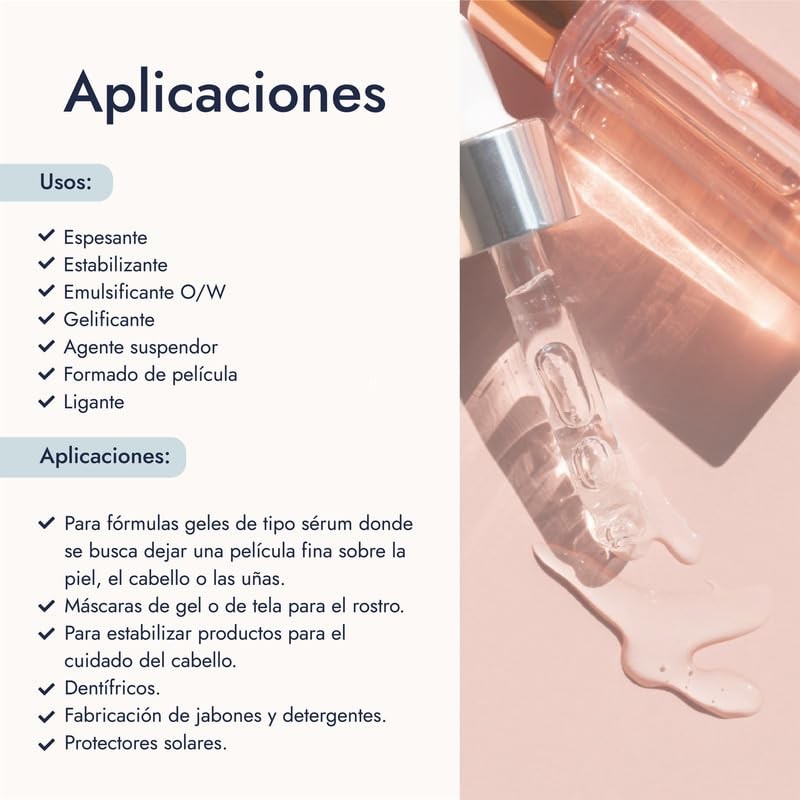 Hebbe - Carboximetilcelulosa, Gelificante y Espesante Natural para Cosméticos, 500