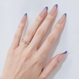 Ao Yee ZGL Blue and White Press-On French Almond Short Medium Tip Pink Nails with Glue Nail File 12 Sizes - 24 Pieces Black and White French False Nails for Women and Teen Girls