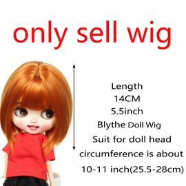 Tzncos Just 1pc Wig fit for 10-11 inch Head Dolls Short Straight Hair (Carrot Orange)