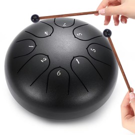 Tongue Drum 6 Inch 8 Tone Steel Tongue Drum Handpan for Meditation & Relaxation, Yoga, Family Activities Garden Rain Drum Instrument (Black)