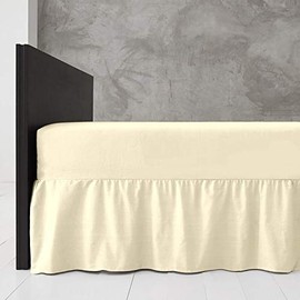 Egypto Plain Dyed Deep 𝐅𝐢𝐭𝐭𝐞𝐝 𝐕𝐚𝐥𝐚𝐧𝐜𝐞 Sheet King Size – Easy Care Soft & Durable Fitted Sheet with 30 cm Deep Frill – Breathable – Fit Over Mattress – Machine Washable (King Size,Cream)