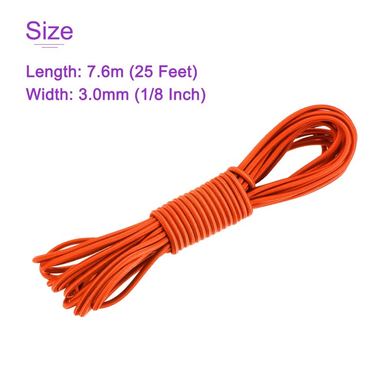 DMiotech 3mm Shock Cord, 7.6 M Orange Bungee Cord Tent