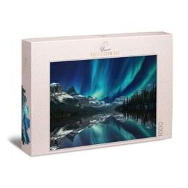 Ulmer Puzzleschmiede - Puzzle "Enchanting Canada" - Classic 1000 Piece Nature Puzzle - Impressive Night Motif from the Far North of Canada - Wild Landscape & Spectacular Aurora Lights