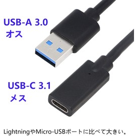 CERRXIAN USB 3.0 Type-A Male to USB 3.0 Type C Female Connector Converter Adapter (Black) 1M