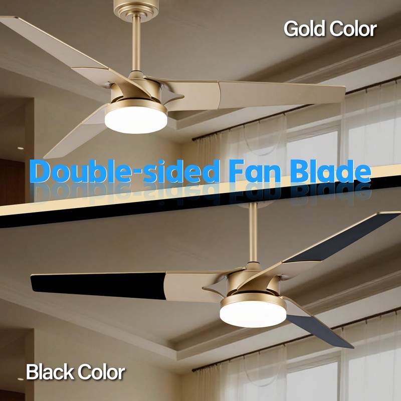 Esiovco Ceiling Fan with Lights and Remote, 3 Blade App