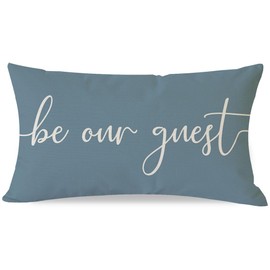 PANDICORN Farmhouse Throw Pillow Cover 12x20 Inch Be Our Guest Pillow Cover Dusty Blue Cozy Relax Decorations Lumbar Decorative Pillow Case for Home Guest Room Bedroom Essentials Couch Sofa Bed Decor